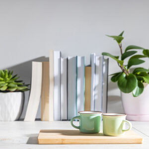 photo of books and cups of tea, Indiana home organizing services